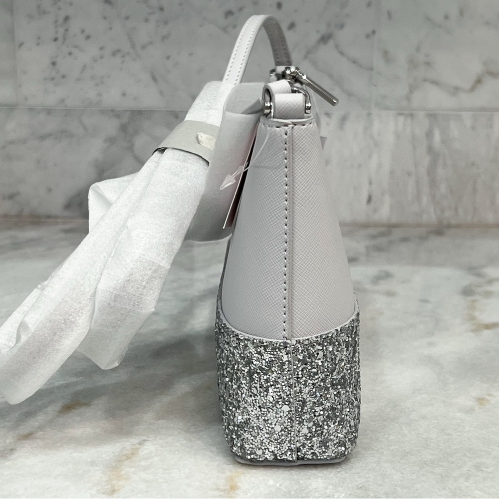 KATE SPADE Flash Glitter Fabric Mixed Mat Gray Crossbody Bag NWT - Picture 5 of 12